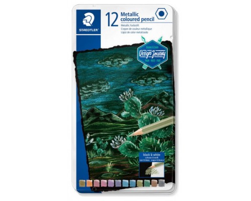 ESTUCHE METALICO CON 12 LAPICES DE COLORES METALICOS DESIGN JOURNEY 146M M12 (Espera 4 dias)
